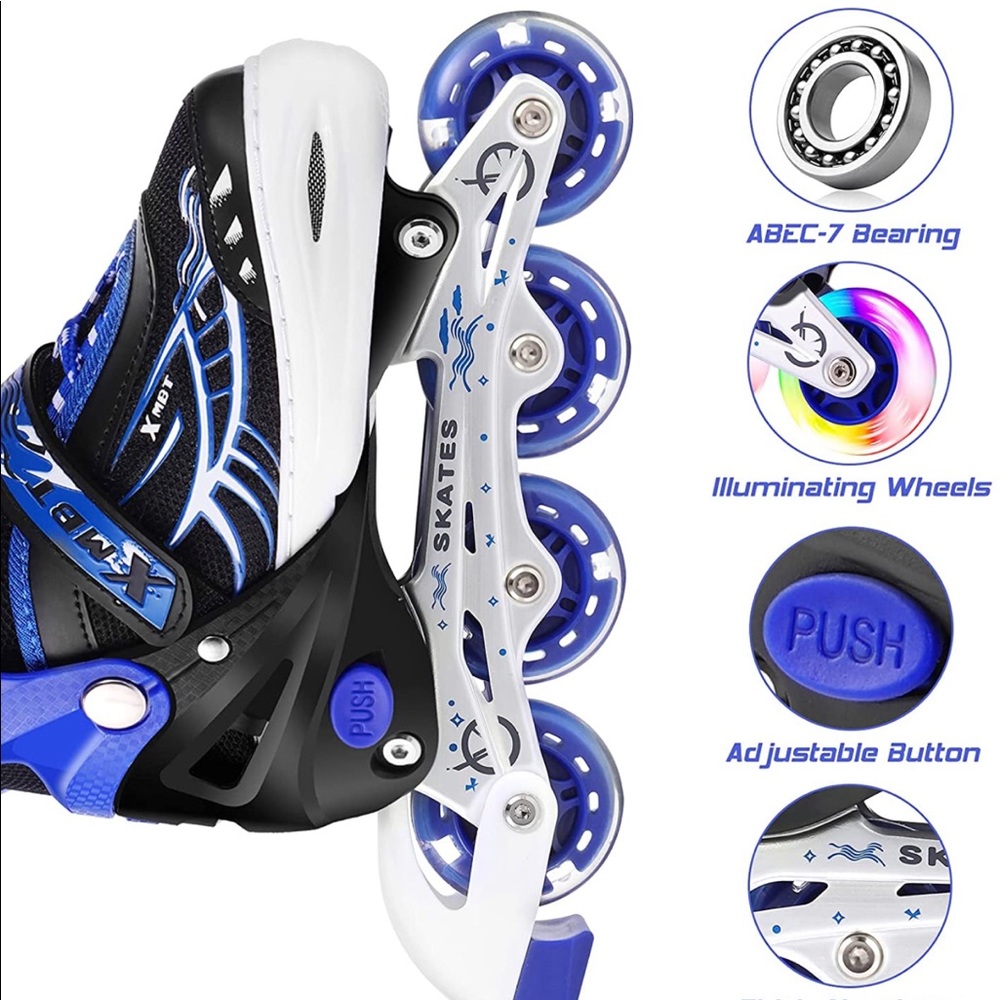 Blue Inline Skates with LED Wheels - Picture 5 of 13